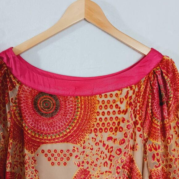 Casual Living, Dress, X, Sheer Burnt Velvet layered over Nude Lining, Pink Trim - Picture 6 of 15